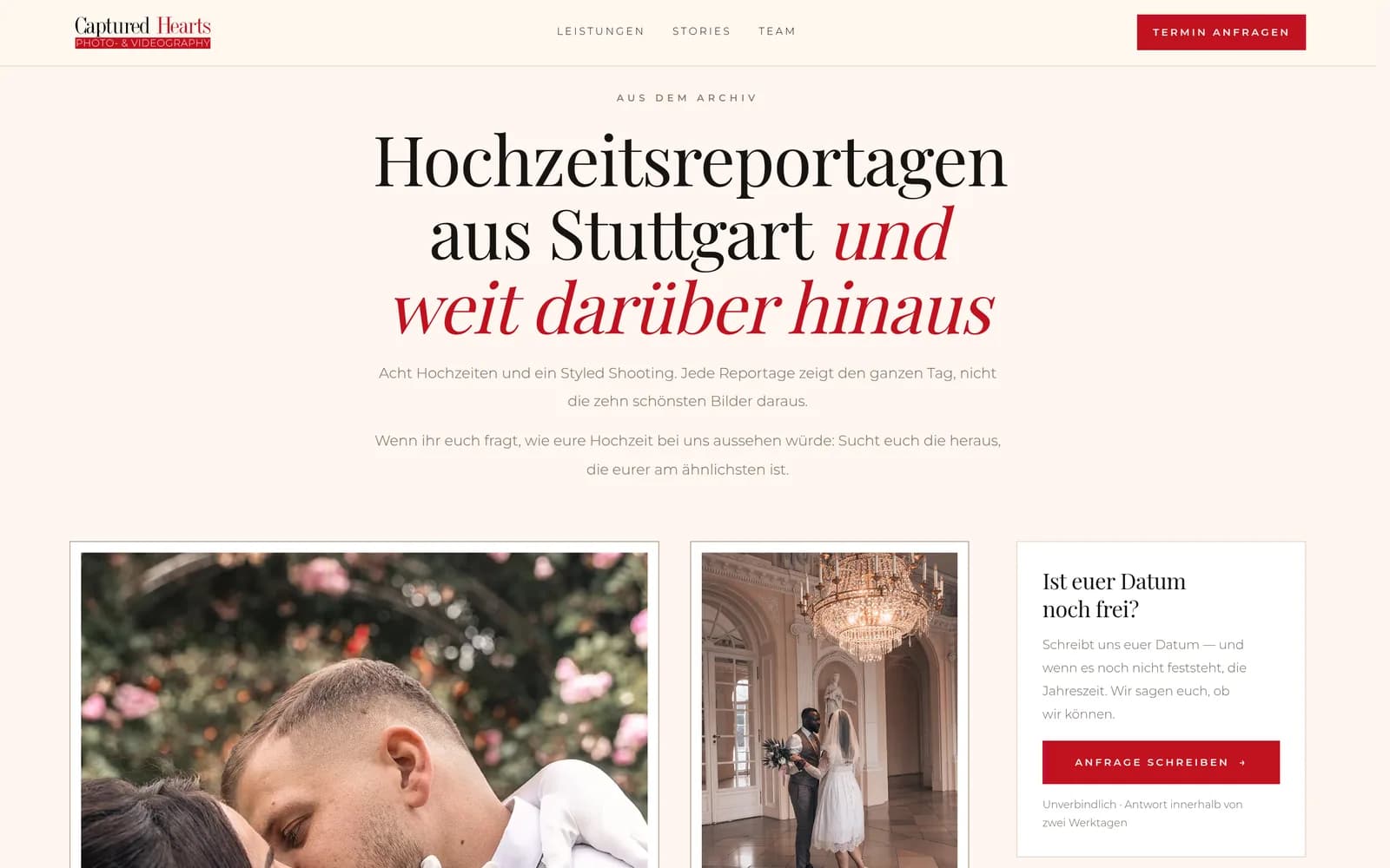 Uebersicht der Hochzeitsreportagen im Passepartout-Raster