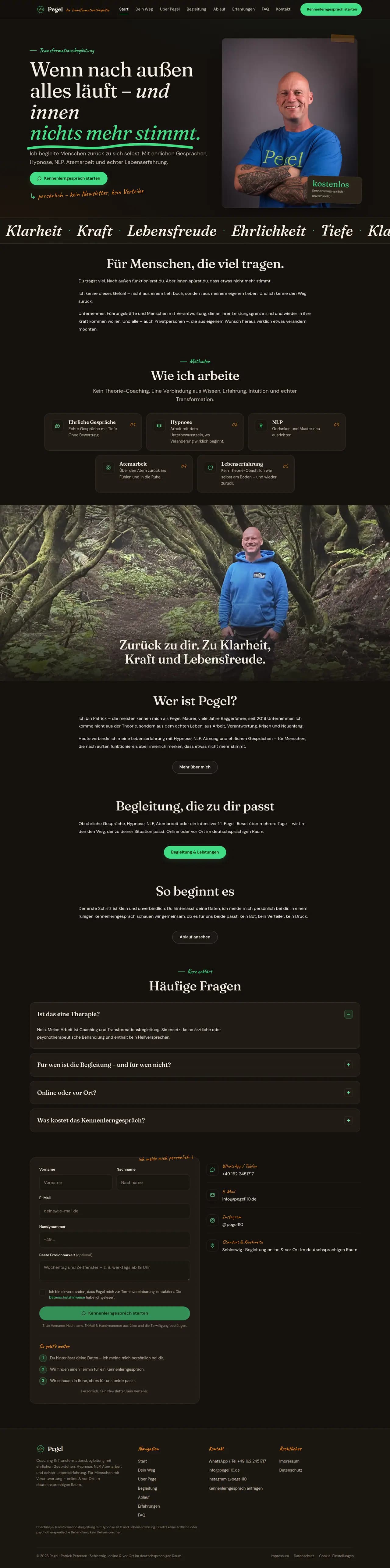 Pegel — die Startseite in voller Laenge